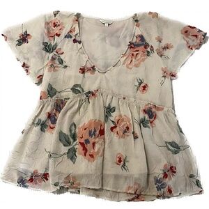 Lucky Brand Woman Flower Print Blouse Size Small